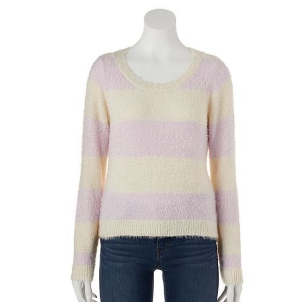 LC Lauren Conrad Fuzzy Striped Sweater
